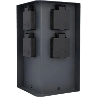 Immagine di Unitec Distributore di prese da giardino effetto pietra, colonna prese, presa esterna in acciaio inox, IP 44, 4 ore