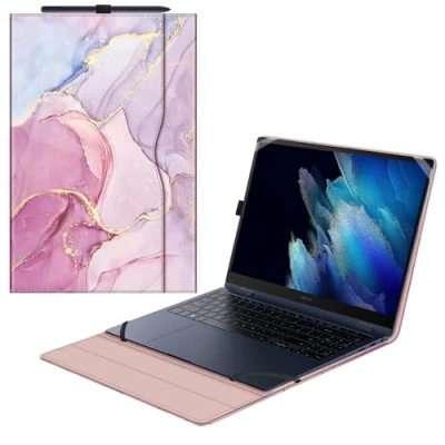 Immagine di FINTIE G Marble Custodia a portafoglio per Samsung Galaxy Book2 Pro 360 NP950QED/Galaxy NP950XED/Galaxy Book NP950QDB/Galaxy NP950XDB da 15,6&quot;