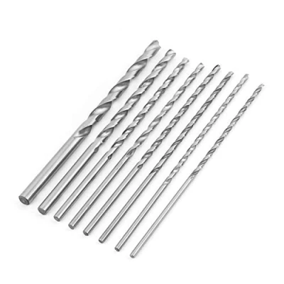 Immagine di Utensile per Punta Elicoidale da 8 Pezzi, in Acciaio Ad Alta Velocità con Gambo Dritto Design a Dritto, Set di Punte Elicoidali Hss Extra Lunghe 200 Mm