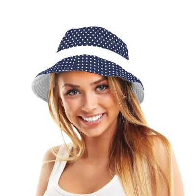 Immagine di TOSKATOK® UPF 50+ Cappello da Sole Donna in Cotone con Disegno Reversibile a Pois