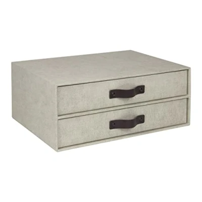 Immagine di Bigso Box of Sweden Mini cassettiera da scrivania per documenti e materiale ufficio Organizer con 2 cassetti Scatola in fibra di legno carta beige