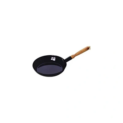 Immagine di Riess, 0563 022, padella di legno 20, CLASSIC smalto nero, diametro 19 cm, altezza 7,7 smalto, con manico in e anello per appendere, a induzione,