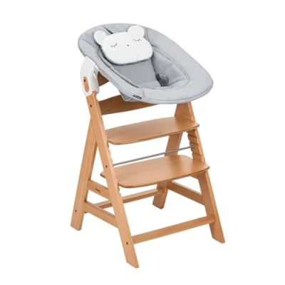Immagine di hauck Seggiolone Pappa in Legno Alpha Newborn Set Pre Evolutivo Da 0 Mesi con Supporto per Neonati Sedia Evolutiva (Faggio Certificato FSC®), Evolutivo, Regolabile Altezza Naturale