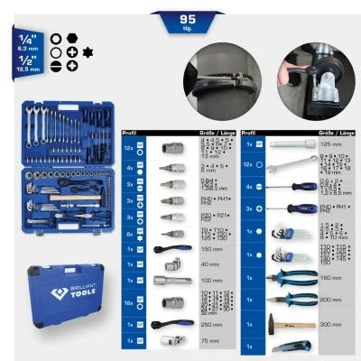 Immagine di KS TOOLS BT024095 Kit attrezzi 95 12,5 (1/2&quot;), 6,3 (1/4&quot;) Quadrato
