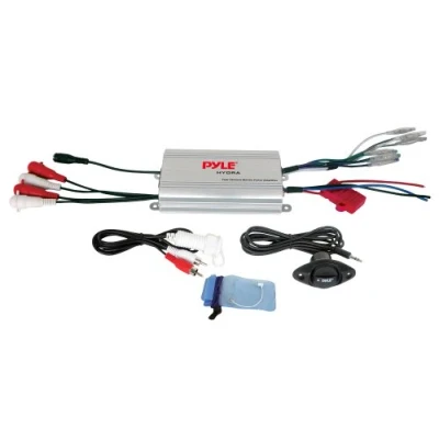 Immagine di Pyle PLMRMP3A 4 canali amplificatore (impermeabile, telecomando con cavo), colore argento