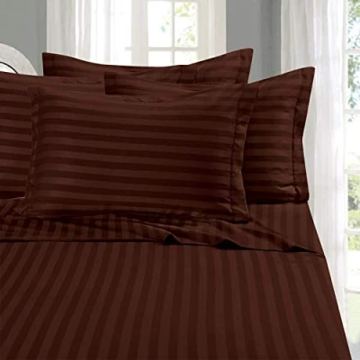 Immagine di Elegant Comfort set di lenzuola più morbide e accoglienti, in microfibra 1500 alta qualità alberghiera, lussuose, resistenti alle pieghe, damascate a righe, 4 pezzi, per letto