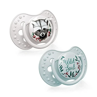 Immagine di LOVI Ciuccio 0 3 Mesi, Succhietti Bimba con Tettarella in Silicone, Suggerimento dinamico, Collezione Wild Soul Boy, 2 pezzi, Grigio