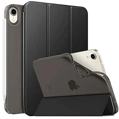 Immagine di MoKo Cover Compatibile con Nuovo iPad Mini 6a Gen. 8,3 Pollici 2021, Ultra Sottile Leggero Custodia Auto Sveglia/Sonno Retro Semi trasparente in TPU, Nero