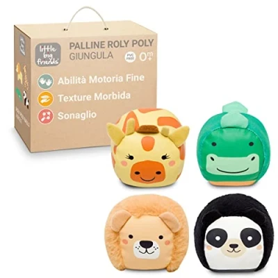 Immagine di Palline coccolose Little Big Friends Set di 4 palline, giocattolo sensoriale per bambini A tema giungla