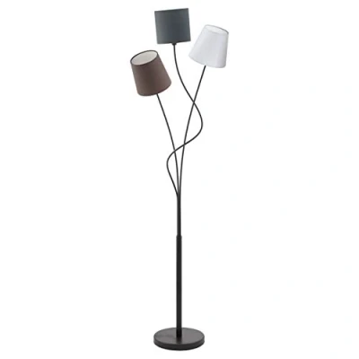 Immagine di Eglo lampada da terra Maronda, a stelo tre punti luce, in acciaio e tessuto, nero, antracite, bianco, marrone, attacco E14, incl interruttore pedale