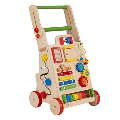 Immagine di KiddyMoon Girello Interattivo In Legno Per Bambini Multifunzione Primi Passi WK 002, Multicolore