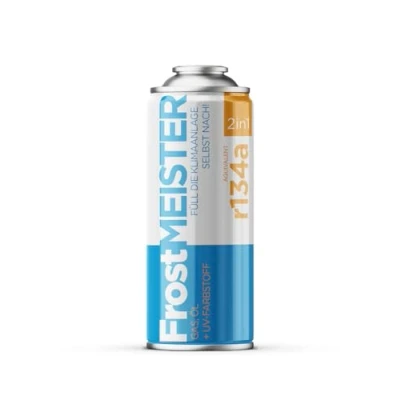 Immagine di FrostMEISTER Set di riempimento 2 in 1 per aria condizionata auto 400 ml: rapido e semplice con sostituzione R134a (1995 2016), ecologico sicuro i veicoli