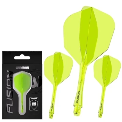 Immagine di WINMAU Darts Fusion Integrated Flight &amp; Shaft System No.6 Shape Design Colore giallo, lunghezza intermedia