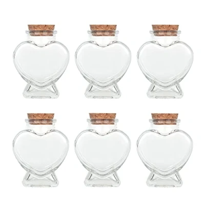 Immagine di Magic Season Bottiglie decorative in vetro con tappo sughero, 80 ml, a forma di cuore, 6 pezzi
