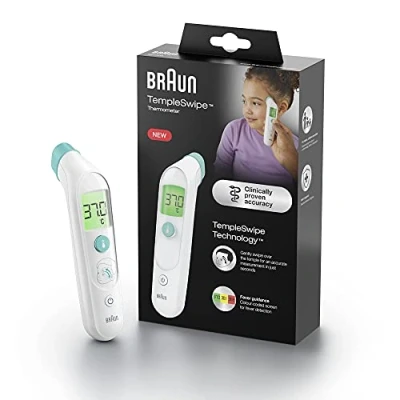 Immagine di Braun Sensian Swipe 5 Termometro frontale, Tecnologia TempleSwipe, Display digitale con codifica a colori, Adatto neonati e bambini, Risultati in 3 secondi, Marchio #1 tra i dottori 1, BST200