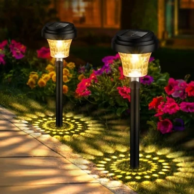 Immagine di FOMYHEARD Luci da Esterno Giardino Solari 2 Pezzi, Lampade con Luce Calda e 7 Colori RGB, Illuminazione Solare Impermeabile IP65 per Sentieri, Decorazione di Giardini