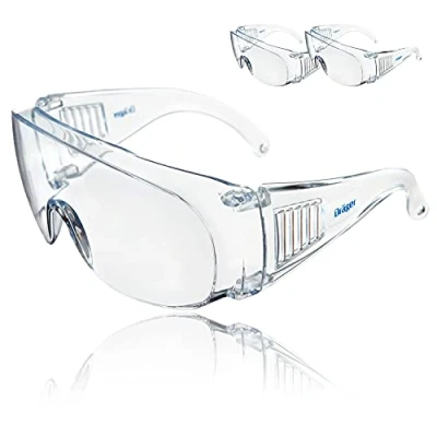 Immagine di Dräger X pect 8110, occhiali protettivi anche per portatori di occhiali, cantieri, laboratorio, officina e bicicletta, leggeri, trasparenti con ventilazione indiretta, 3 pezzi.