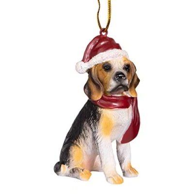 Immagine di Design Toscano Beagle Cane Natalizio Addobbi per albero di Natale Decorazioni natalizie, poliresina, a colori, 8 cm