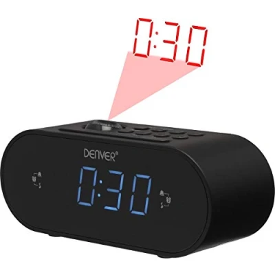 Immagine di Denver CRP 717BLACK. Radio Sveglia digitale da comodino con proiettore 180. Display LED