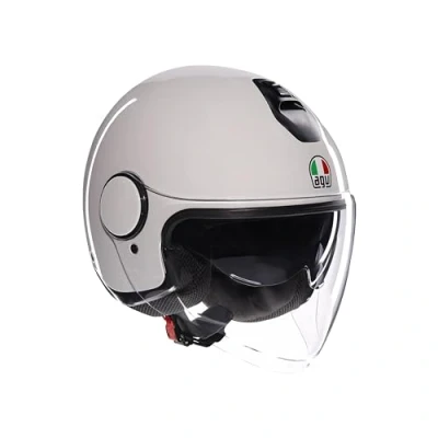 Immagine di AGV ETERES E2206, Casco da Moto Jet Unisex, Open Face con Anello Antifurto, Visiera Antigraffio e Anti UV, Tecnologia Assorbimento Istantaneo del Sudore, Materia White, XXL