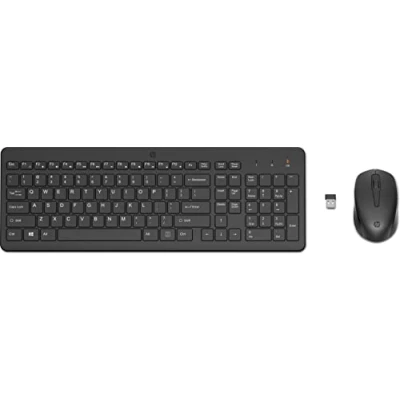 Immagine di HP 330 Combinazione di Tastiera e Mouse Wireless (1600 PPP, Porta USB A, Indicatori LED, Tasti con Scorciatoie, Windows 10), Colore Nero, Lingua: Inglese