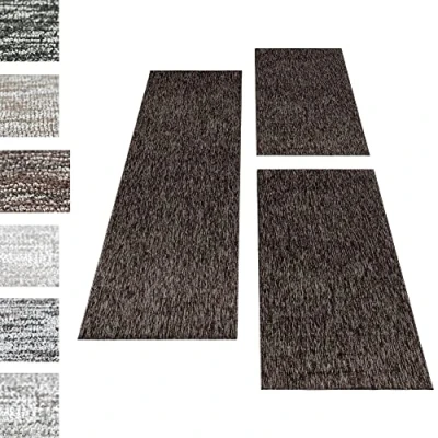 Immagine di Carpettex Teppich set di tappeti a pelo corto per il letto della camera da altezza del 4mm 3 pezzi, colore:Marrone, letto:2 pezzi 80x150 + 1 pz 80x250