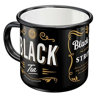 Immagine di Nostalgic Art Tazza smaltata retrò, Black Tea Idea regalo per la cucina, Coppa da campeggio, Design vintage, 360 ml
