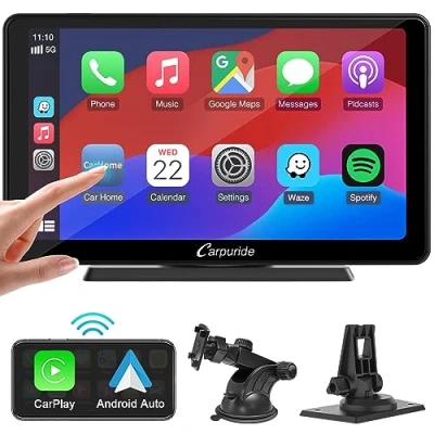 Immagine di Carpuride C3 Wireless Carplay &amp; Android Auto Autoradio, portatile 7 pollici HD Touchscreen Stereo Ricevitore con AirPlay Link Specchio, Bluetooth, Navigation, Siri, FM/AUX.