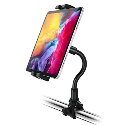 Immagine di woleyi Collo Oca Supporto Tablet Tapis Roulant, Porta Bicicletta Spinning Cyclette Manubrio con Regolabile 360, per iPad PRO 9.7 10.5 11 Air Mini, Samsung Tab, iPhone 4 11&quot; Smartphone