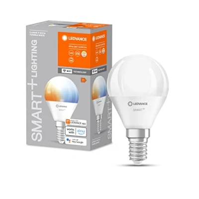 Immagine di LEDVANCE Lampada LED SMART+ WIFI, smerigliata, 4,9 W, 470 lm, forma classica a sfera (Classic P), E14, luce colorata e bianca, app o controllo vocale, durata fino 20.000HR, confezione da 4