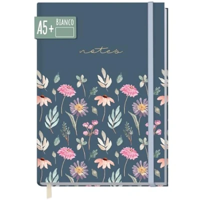 Immagine di paper&amp;you® Notebook A5+ vuoto con elastico [Flying Flowers] 156 pagine, 78 fogli come bullet journal, sketchbook, diario, taccuino sostenibile e climaticamente neutrale