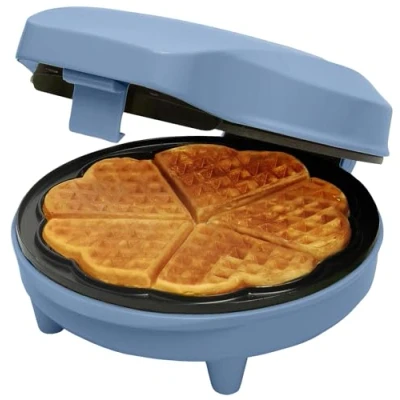 Immagine di Bestron waffle Maker, piastra per a forma di cuore, macchina con antiaderente &amp; indicatoro luminso, collezione Sweet Dreams, 700 watt, colore: Blu