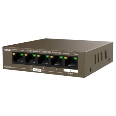 Immagine di SWITCH TENDA TEG1105PD 5P LAN GIGABIT PD DESKTOP CON 4P PoE