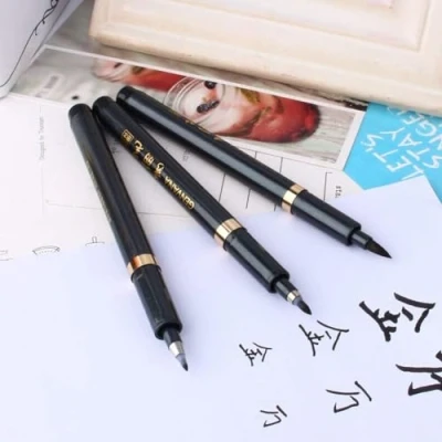 Immagine di Penna a pennello con inchiostro nero Shodo, 3 misure, per calligrafia giapponese cinese principianti, scrittura, firma, illustrazione, design (confezione da pezzi)