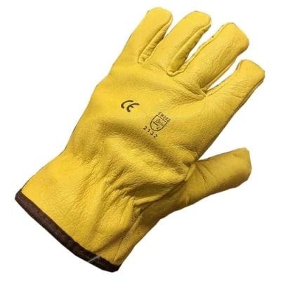 Immagine di Himalayan Guanti da uomo H310 in pelle foderata pile invernale, termici e freddi, PPE, giallo, L