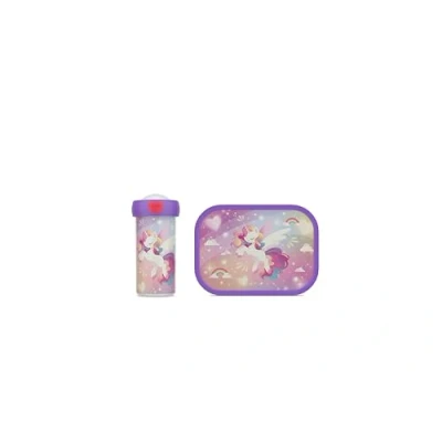 Immagine di Mepal Set pausa Campus per bambini con bicchiere e contenitore il pranzo la scuola o in viaggio Lavabile lavastoviglie senza BPA 300 + 750 ml Unicorn Glow