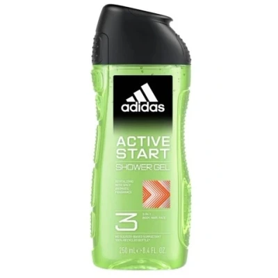 Immagine di Adidas, Active Start Gel Doccia Bagnoschiuma 3 in 1 per Corpo, Capelli e Viso, Formula Vegana, 250ml