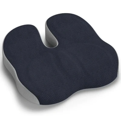 Immagine di Cuscino Sedia Ufficio, Ortopedico Seduta per Coccige, Memory Foam Ergonomico Alleviare il Dolore Ufficio Auto Gaming Grigio Scuro