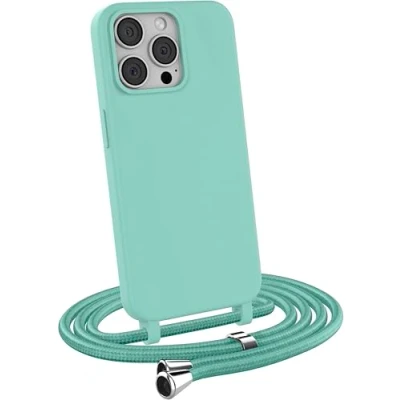 Immagine di MyGadget Cover per iPhone 14 Pro Custodia con Corda Case Cordino Opaca Antiurto Bumper Laccio Tracolla Practical Stylish Menta