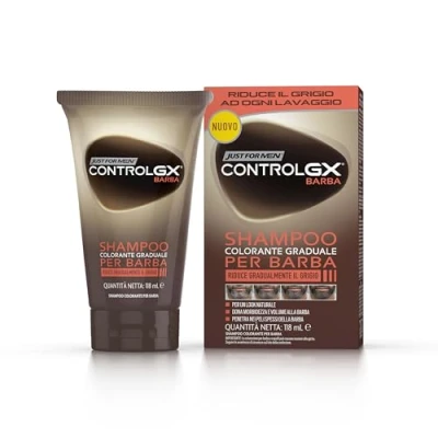 Immagine di Just For Men Control GX Shampoo Colorante Graduale Per Barba, Riduce Gradualmente I Peli Grigi Ad Ogni Lavaggio Un Look Naturale, Adatto A Tutte Le Tonalità, 118 ml