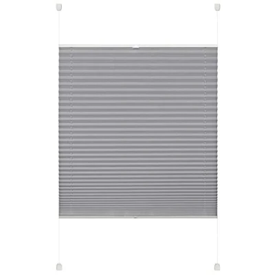 Immagine di Deco Company, Tenda plissettata fissabile, opaca, tutte le parti di montaggio incluse, EASYFIX plissè rinforzato con due supporti controllo, Grigio, 90 x 130 cm (LxH)