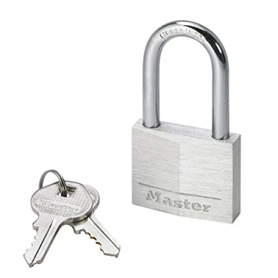 Immagine di Master Lock 9140EURDLFCC Lucchetto a Chiave in Alluminio con Medio Archetto, Grigio(Grey), 4 x 7.6 1.3 cm