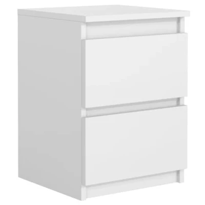 Immagine di Comodino Bianco Opaco 2 cassetti 40 cm, Comodini Camera da Letto, Mobiletti, Cassettiera, Mobiletto Multiuso