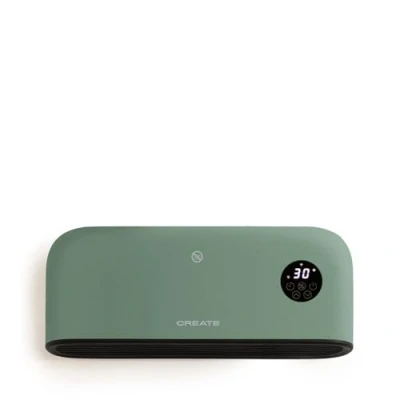 Immagine di CREATE/WARM WALL PRO/Riscaldatore ceramico a parete o da pavimento con WiFi verde salvia/App, ambienti fino 20m², rilevamento finestre aperte, antiribaltamento, 3 modalità, LCD, 2000W