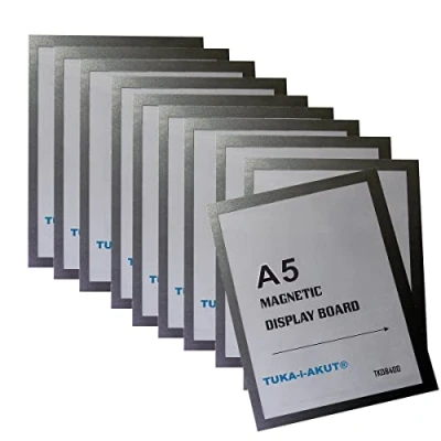 Immagine di TUKA i AKUT 10x A5 Cornice Magnetica per Espositore, Autoadesiva Display su Superfici Lisce Solide, Buste Documenti Poster Cartelli Avvisi, Confezione da 10, Nero TKD8400