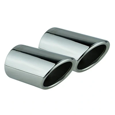 Immagine di L&amp;P A294 2 Terminali di Scarico in acciaio inox lucidato a specchio e cromato, plug &amp; play, pronti all&#039;uso