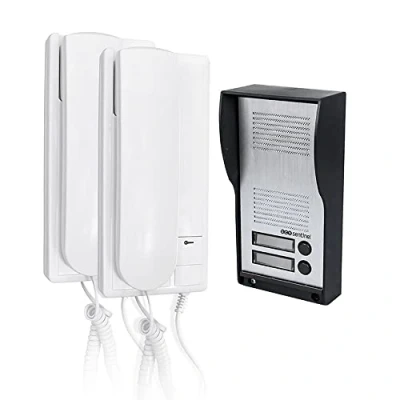 Immagine di SCS Sentinel PAF0007 Citofono audio a 2 alloggiamenti con filo di collegamento Combinati interni, 1 platino Rue Esterno, Adattatori Secori AudioKit Duo