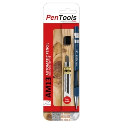 Immagine di PenTools by Pentel Matita portamine AM13, tratto 1,3 mm, per artigiani e falegnami, con 8 mine sottili