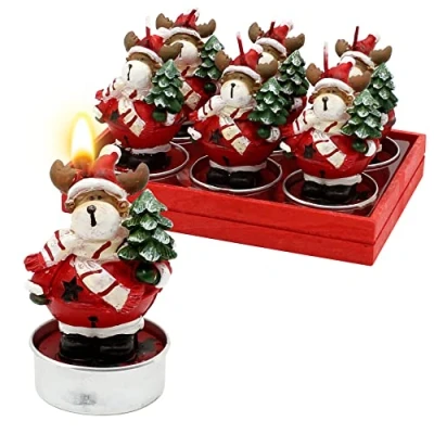 Immagine di Dekohelden24 Set di 6 alberi abete, dimensioni ogni candelina (lunghezza x larghezza altezza): 4 7 cm, alce con