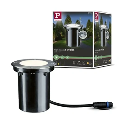 Immagine di Paulmann Plug &amp; Shine 93907 Sistema dilluminazione Plug&amp;Shine Lampada da incasso a LED per esterni (monocolore) 6 W Bianco caldo Argento